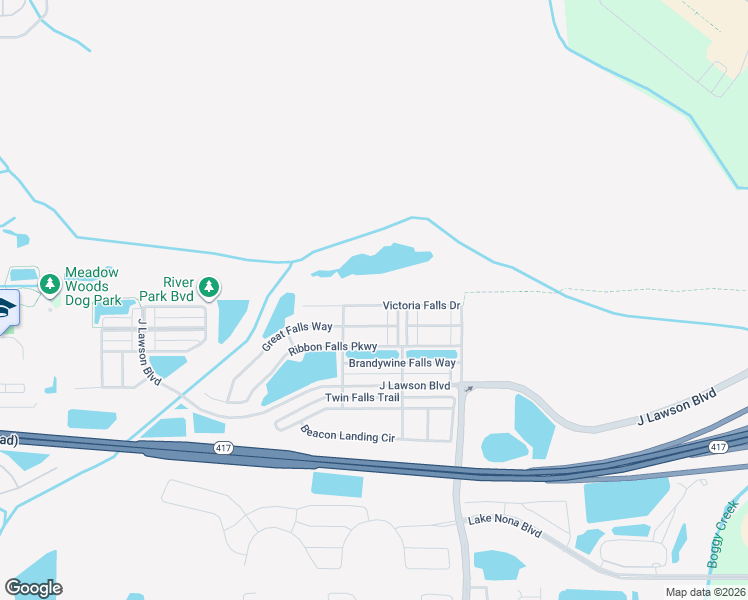 map of restaurants, bars, coffee shops, grocery stores, and more near 2153 Victoria Falls Drive in Orlando