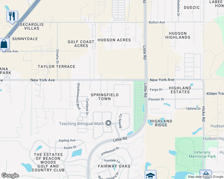 map of restaurants, bars, coffee shops, grocery stores, and more near 14907 Potterton Circle in Hudson