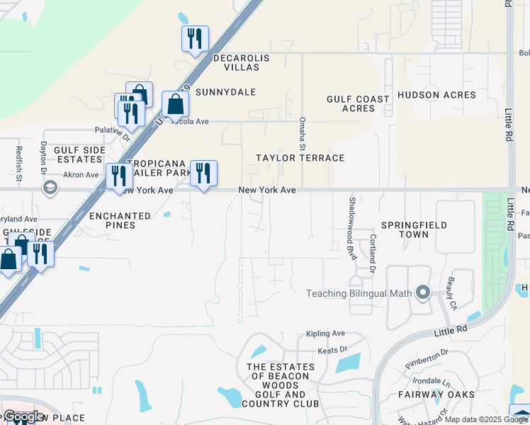 map of restaurants, bars, coffee shops, grocery stores, and more near 14906 Flowers Drive in Hudson