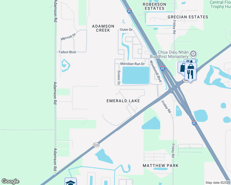 map of restaurants, bars, coffee shops, grocery stores, and more near 5332 Radiance Court in Cocoa