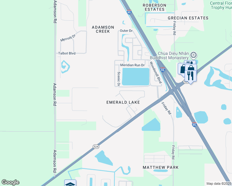 map of restaurants, bars, coffee shops, grocery stores, and more near 5332 Radiance Court in Cocoa