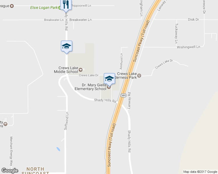 map of restaurants, bars, coffee shops, grocery stores, and more near 14710 Shady Hills Rd in Spring Hill