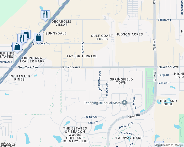 map of restaurants, bars, coffee shops, grocery stores, and more near Outer Drive East in Hudson