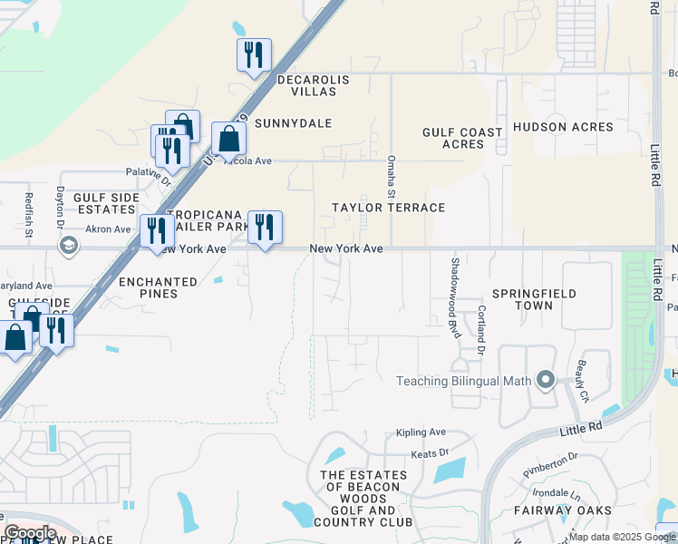map of restaurants, bars, coffee shops, grocery stores, and more near 14906 Flowers Drive in Hudson