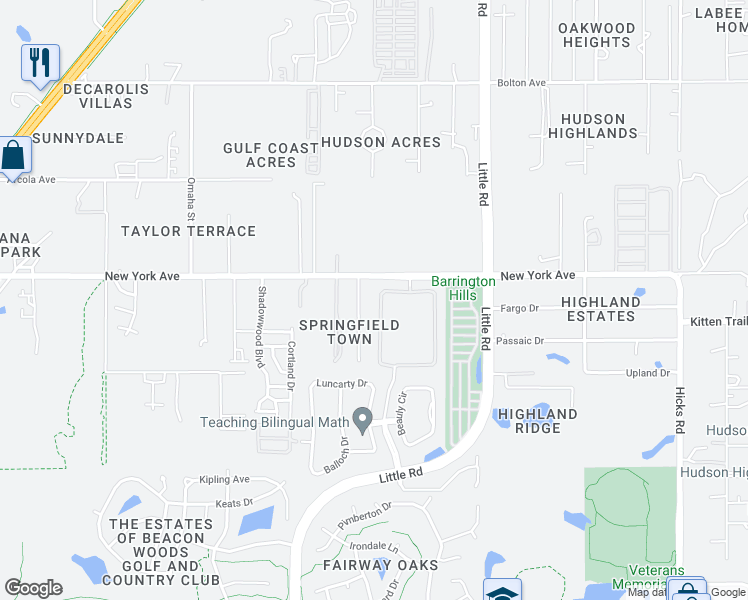 map of restaurants, bars, coffee shops, grocery stores, and more near 14919 Potterton Circle in Hudson