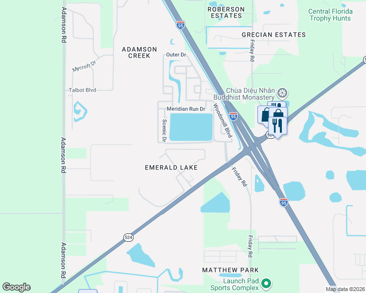 map of restaurants, bars, coffee shops, grocery stores, and more near 5395 Brilliance Circle in Cocoa