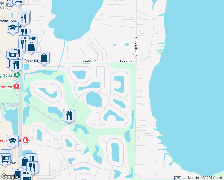 map of restaurants, bars, coffee shops, grocery stores, and more near 13239 Oulton Circle in Orlando