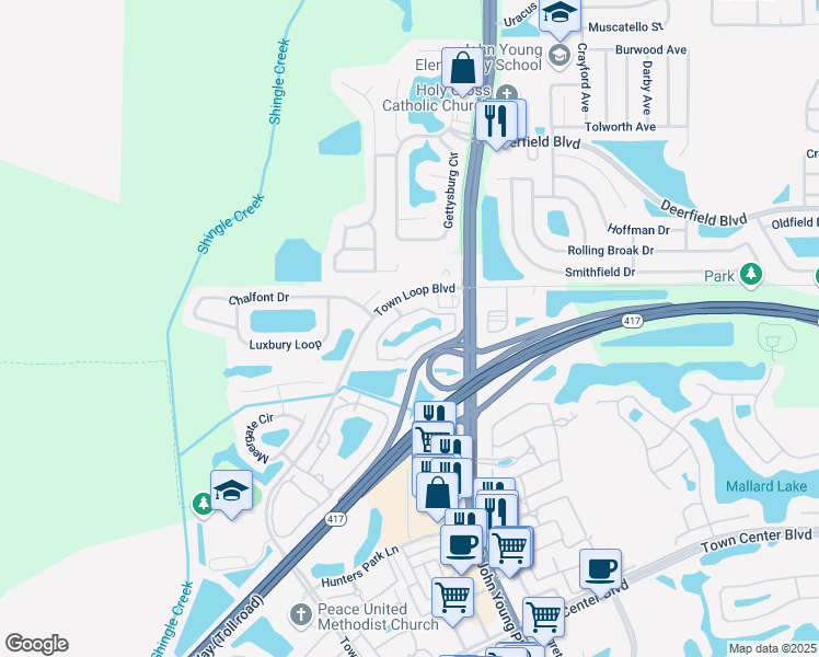 map of restaurants, bars, coffee shops, grocery stores, and more near 4341 Summit Creek Blvd in Hunters Creek