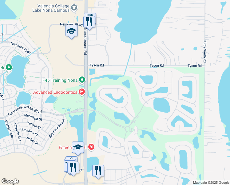 map of restaurants, bars, coffee shops, grocery stores, and more near 9754 Hatton Circle in Orlando