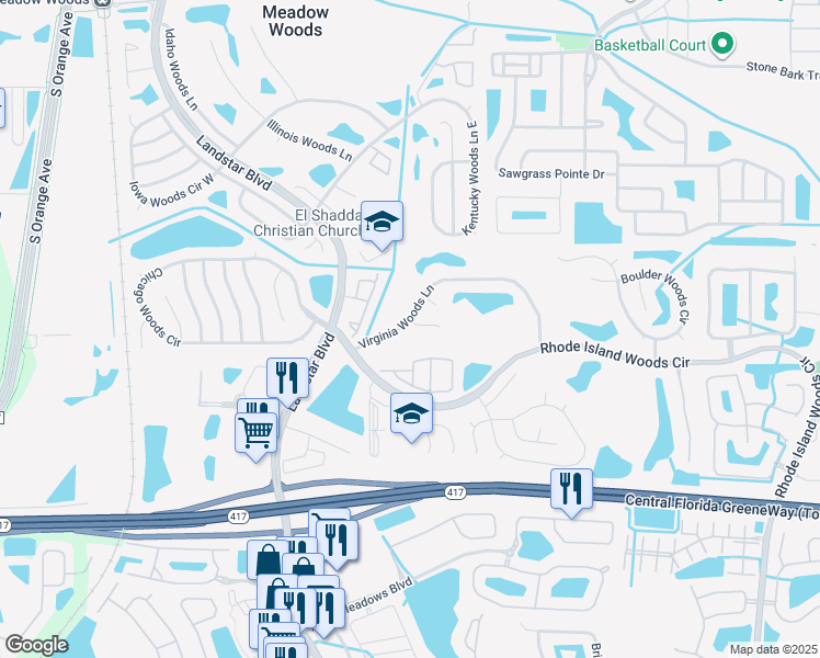 map of restaurants, bars, coffee shops, grocery stores, and more near in Orlando