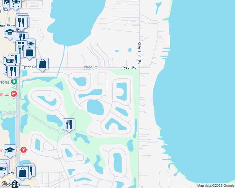 map of restaurants, bars, coffee shops, grocery stores, and more near 10819 Tilston Point in Orlando
