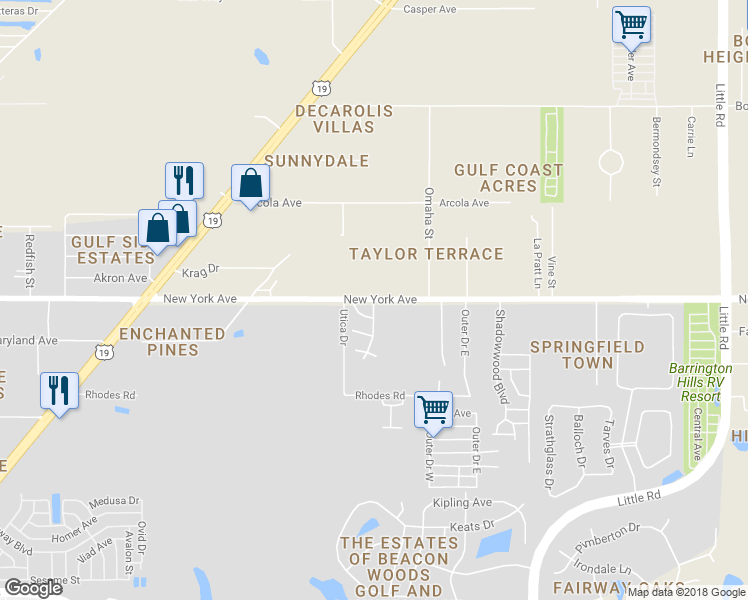 map of restaurants, bars, coffee shops, grocery stores, and more near 14901 Flowers Drive in Hudson