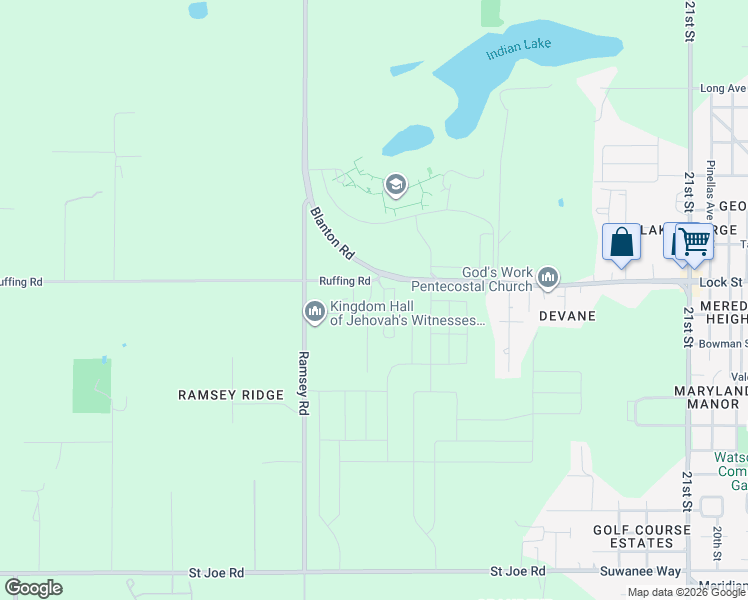 map of restaurants, bars, coffee shops, grocery stores, and more near 14930 Collegeview Drive in Dade City