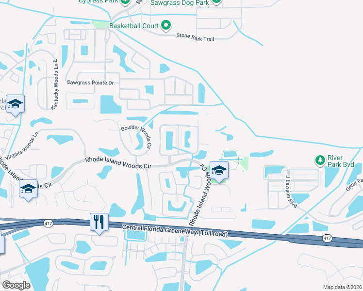 map of restaurants, bars, coffee shops, grocery stores, and more near 13211 Ashington Pointe Drive in Orlando