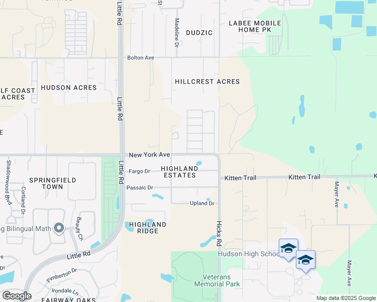 map of restaurants, bars, coffee shops, grocery stores, and more near 9739 New York Avenue in Hudson