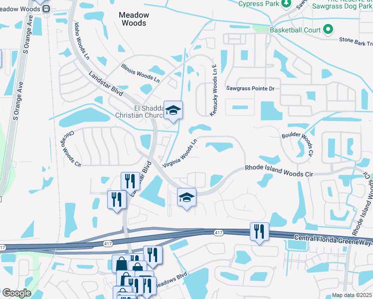 map of restaurants, bars, coffee shops, grocery stores, and more near in Orlando