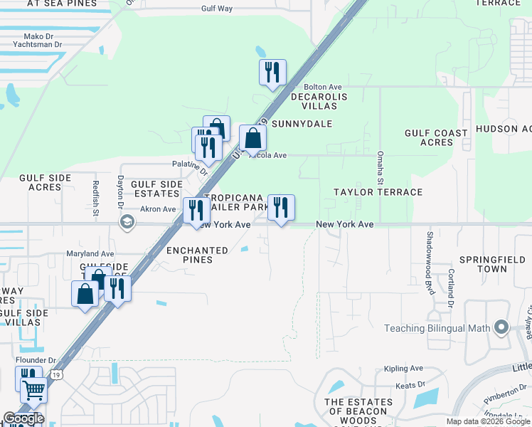 map of restaurants, bars, coffee shops, grocery stores, and more near 8317 New York Avenue in Hudson