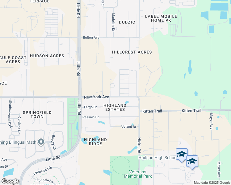 map of restaurants, bars, coffee shops, grocery stores, and more near 9739 New York Avenue in Hudson
