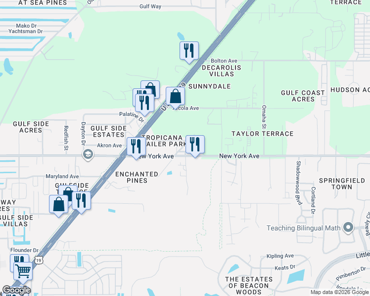 map of restaurants, bars, coffee shops, grocery stores, and more near 8317 New York Avenue in Hudson