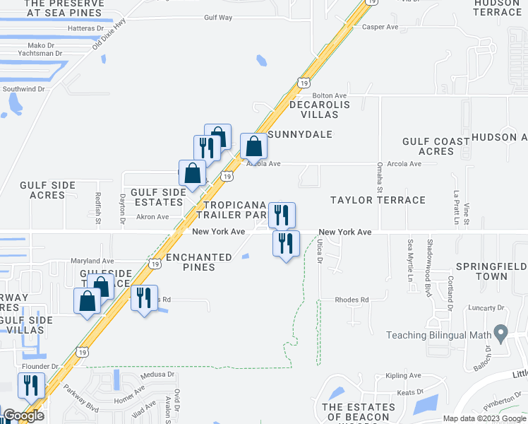 map of restaurants, bars, coffee shops, grocery stores, and more near 8240 Krag Drive in Hudson