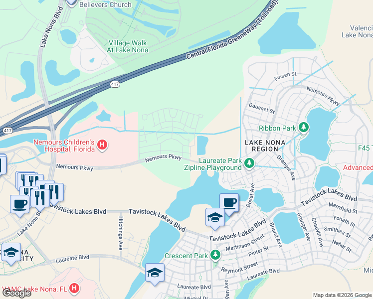 map of restaurants, bars, coffee shops, grocery stores, and more near 6973 Arnoldson Street in Orlando