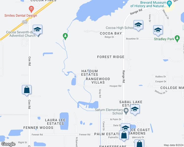map of restaurants, bars, coffee shops, grocery stores, and more near 1161 Gary Hunt Road in Cocoa