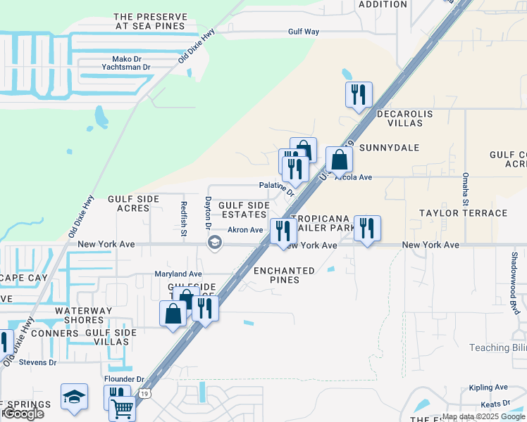 map of restaurants, bars, coffee shops, grocery stores, and more near 7933 Butler Avenue in Hudson