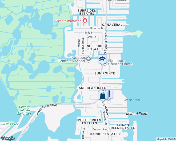 map of restaurants, bars, coffee shops, grocery stores, and more near 1431 Bermuda Avenue in Merritt Island