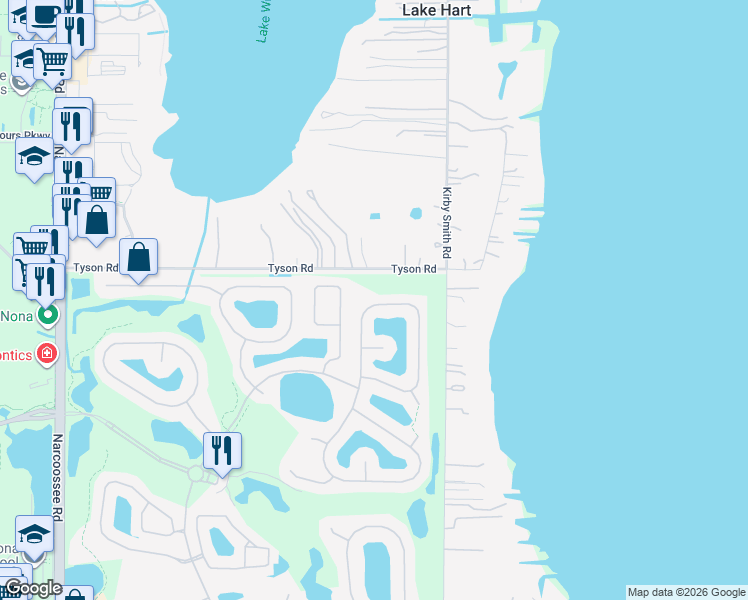 map of restaurants, bars, coffee shops, grocery stores, and more near 13032 Oulton Circle in Orlando
