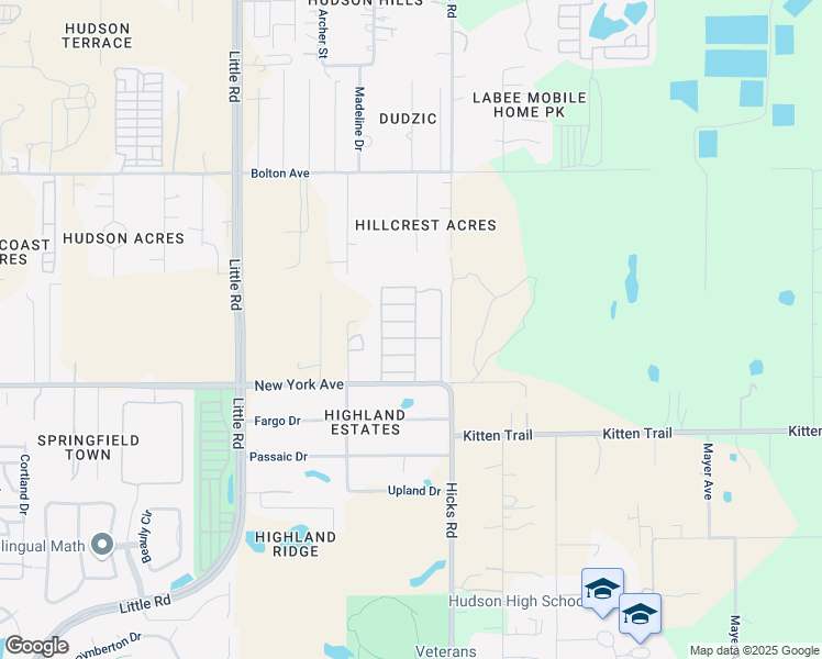 map of restaurants, bars, coffee shops, grocery stores, and more near 15121 Beeler Avenue in Hudson