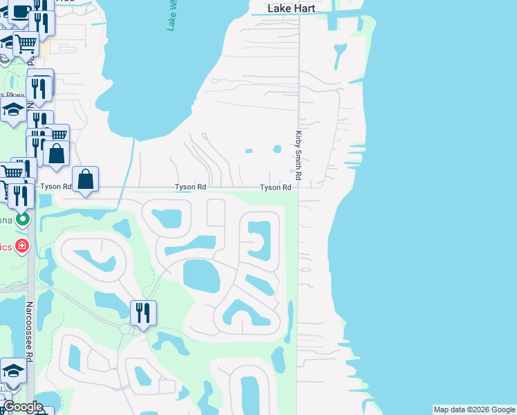 map of restaurants, bars, coffee shops, grocery stores, and more near 13032 Oulton Circle in Orlando
