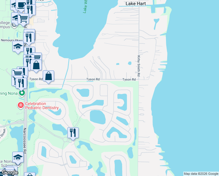 map of restaurants, bars, coffee shops, grocery stores, and more near 13157 Hatherton Circle in Orlando