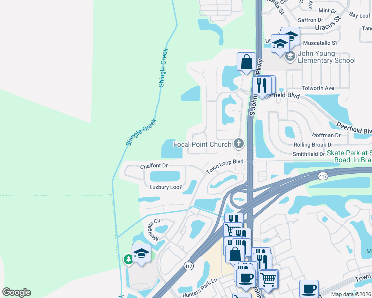 map of restaurants, bars, coffee shops, grocery stores, and more near 12904 Winfield Scott Boulevard in Orlando