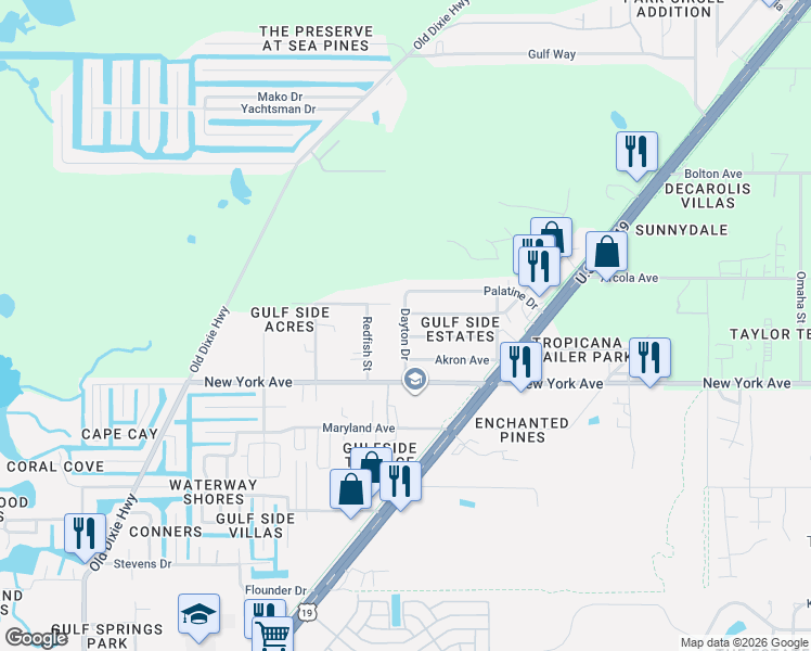 map of restaurants, bars, coffee shops, grocery stores, and more near 7739 Butler Avenue in Hudson
