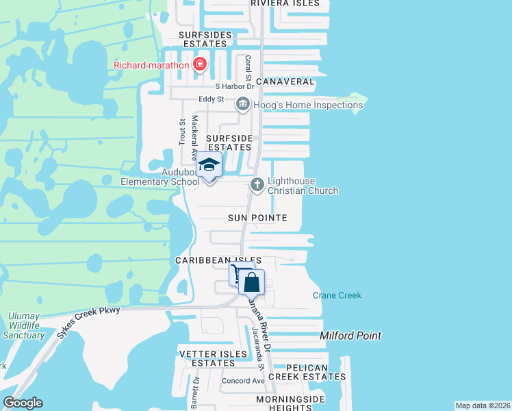 map of restaurants, bars, coffee shops, grocery stores, and more near in Merritt Island