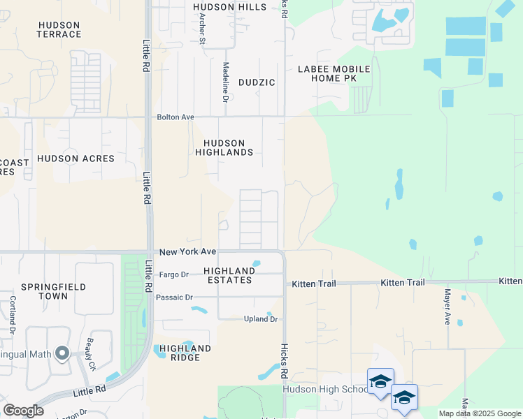 map of restaurants, bars, coffee shops, grocery stores, and more near 15121 Beeler Avenue in Hudson