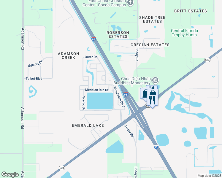 map of restaurants, bars, coffee shops, grocery stores, and more near 140 Lost Lake Drive in Cocoa