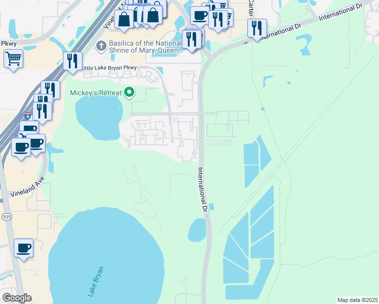 map of restaurants, bars, coffee shops, grocery stores, and more near 8151 Patterson Woods Dr in Orlando
