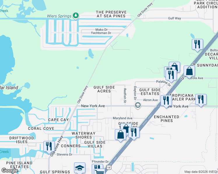 map of restaurants, bars, coffee shops, grocery stores, and more near 15115 Bluefish Street in Hudson