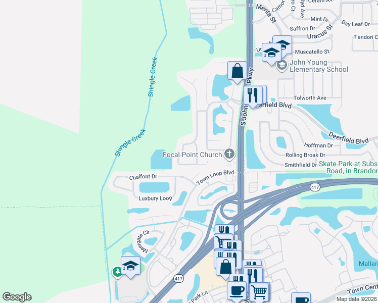 map of restaurants, bars, coffee shops, grocery stores, and more near 12933 Winfield Scott Boulevard in Orlando