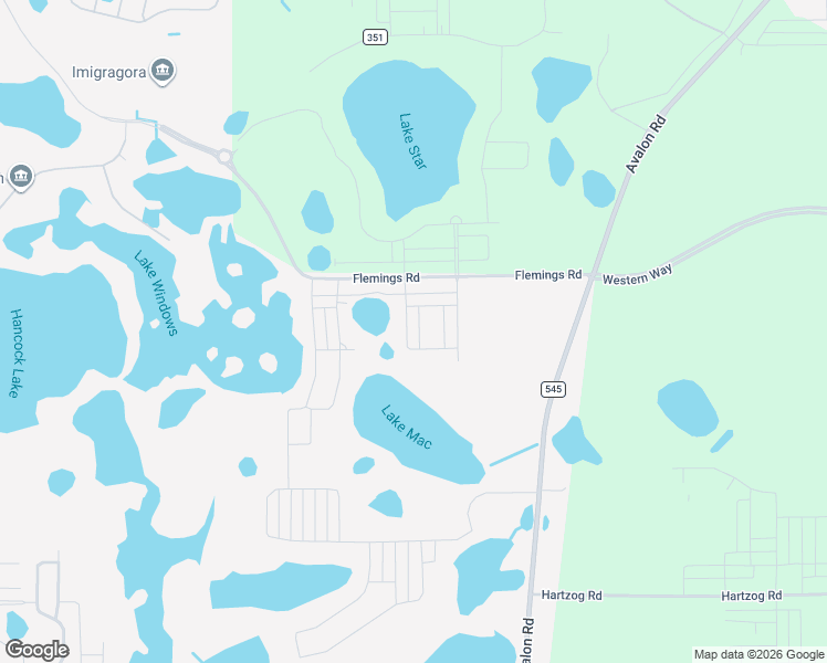 map of restaurants, bars, coffee shops, grocery stores, and more near 17600 Flemmings Road in Winter Garden