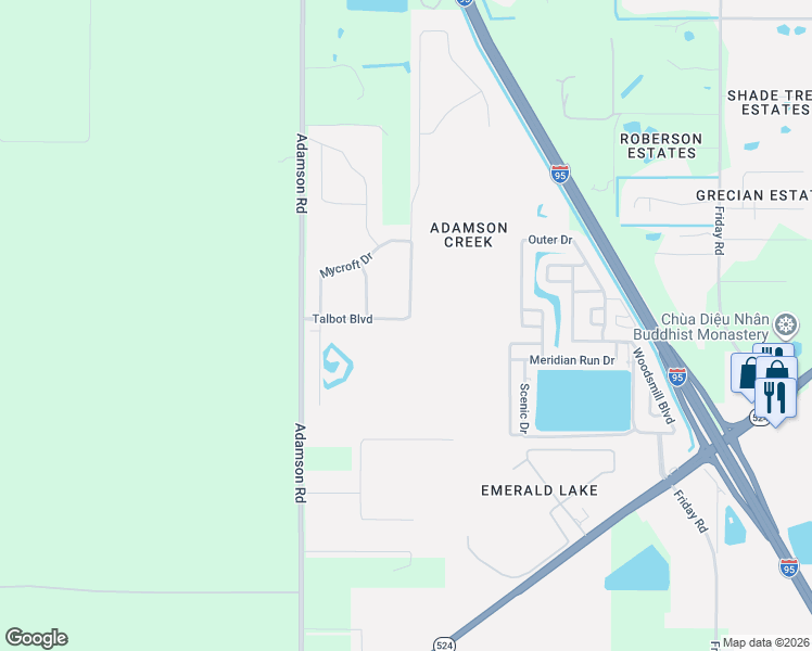 map of restaurants, bars, coffee shops, grocery stores, and more near 5501 Talbot Boulevard in Cocoa