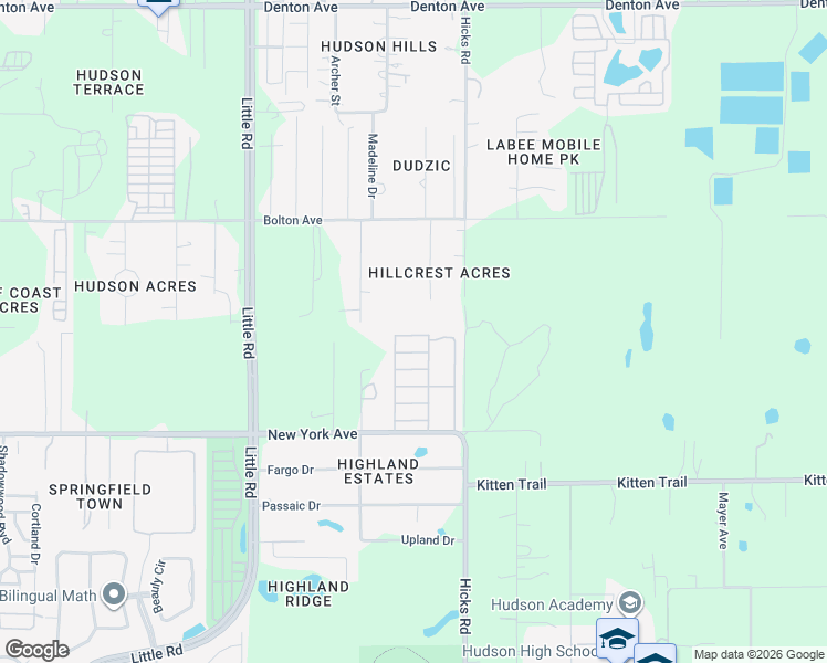 map of restaurants, bars, coffee shops, grocery stores, and more near 9833 Virgil Lane in Hudson