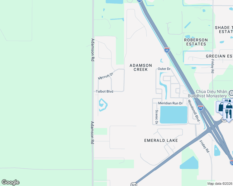 map of restaurants, bars, coffee shops, grocery stores, and more near 5501 Talbot Boulevard in Cocoa