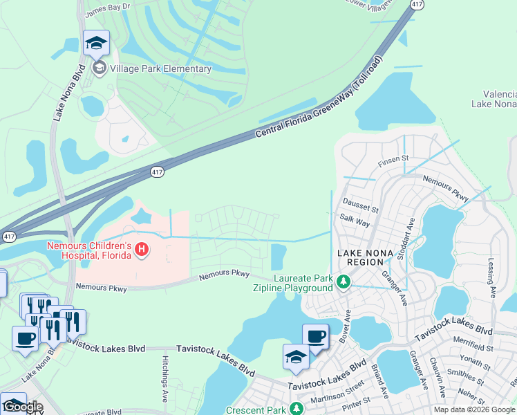 map of restaurants, bars, coffee shops, grocery stores, and more near in Orlando