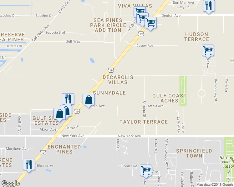map of restaurants, bars, coffee shops, grocery stores, and more near 8440 Sunnydale Drive in Hudson