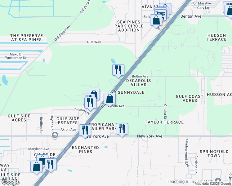 map of restaurants, bars, coffee shops, grocery stores, and more near 8323 Sunnydale Drive in Hudson