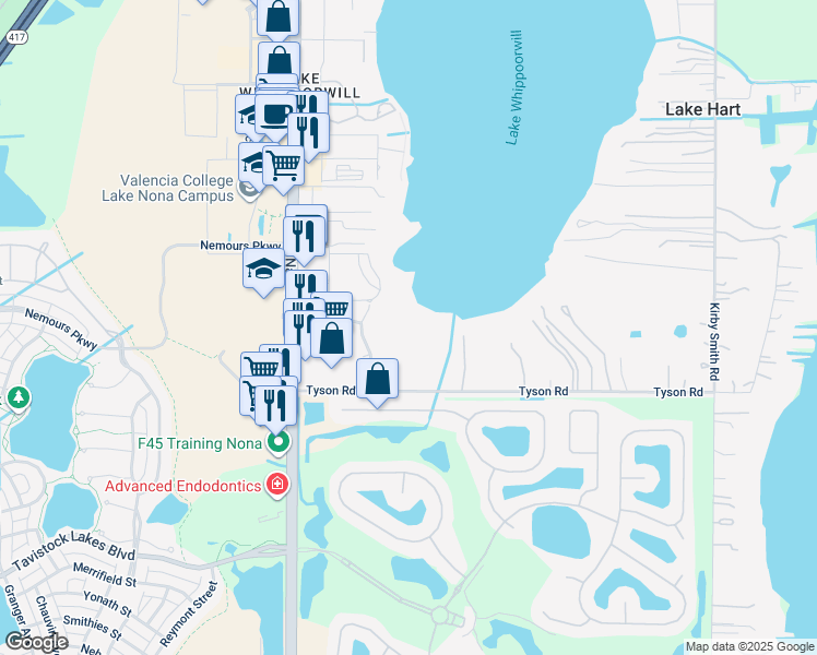 map of restaurants, bars, coffee shops, grocery stores, and more near 12863 Sunstone Avenue in Orlando