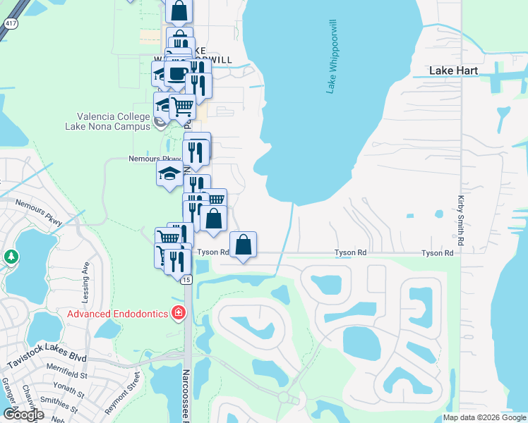 map of restaurants, bars, coffee shops, grocery stores, and more near 12855 Sunstone Avenue in Orlando