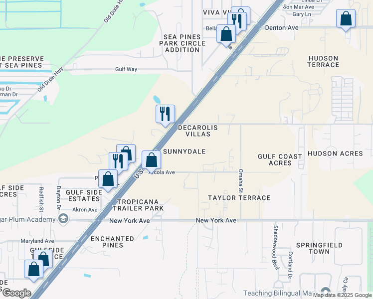 map of restaurants, bars, coffee shops, grocery stores, and more near 8419 Sunnydale Drive in Hudson